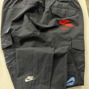 Nike Blue Cargo Pants with Red and Blue Logos